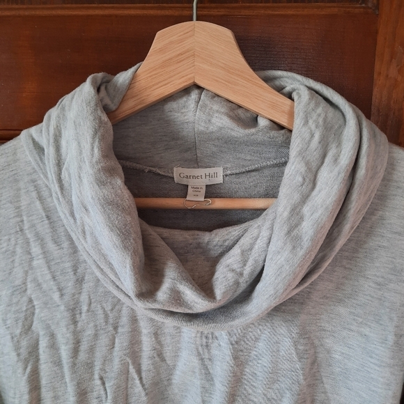Garnet Hill heather gray cowlneck knit tunic - Picture 4 of 8